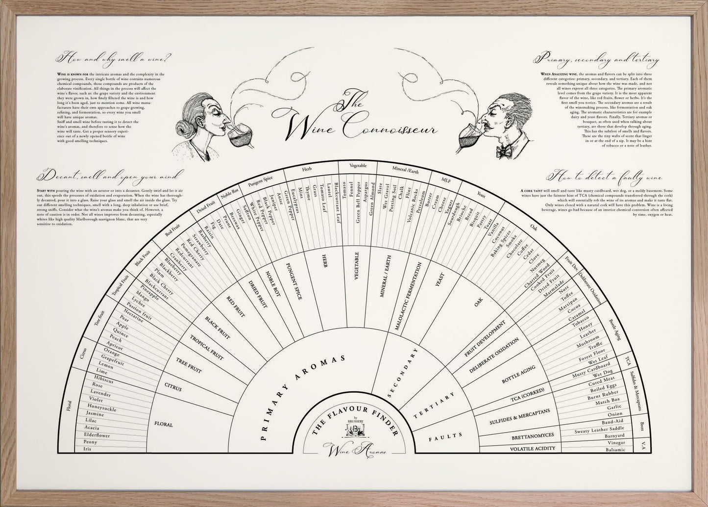 Wine art. Wine print. Wine poster. Flavour finder. Wine Aroma wheel, flavour finder wine, wine connoisseur. Exclusive kitchen posters. Premium quality art prints, printed on environmentally friendly FSC marked paper. 