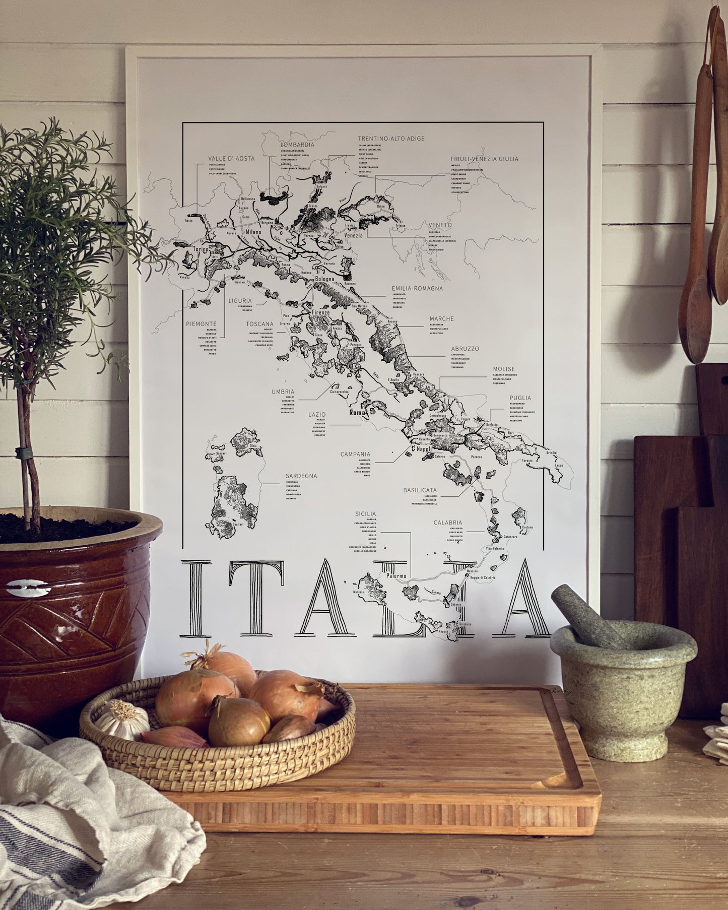 Italy Wine map poster. Wine art. Wine print. Wine poster. Exclusive wine map posters. Premium quality wine maps printed on environmentally friendly FSC marked paper. 