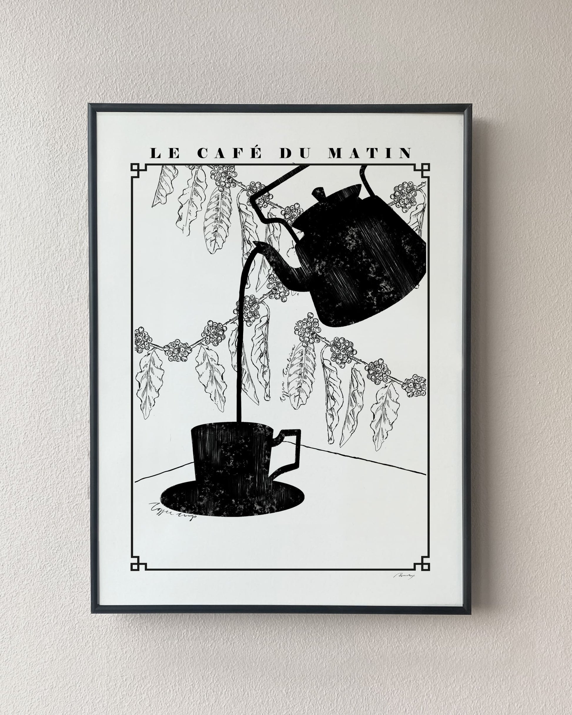 Le café du matin. Coffee poster. Exclusive kitchen posters. Premium quality art prints, printed on environmentally friendly FSC marked paper. 