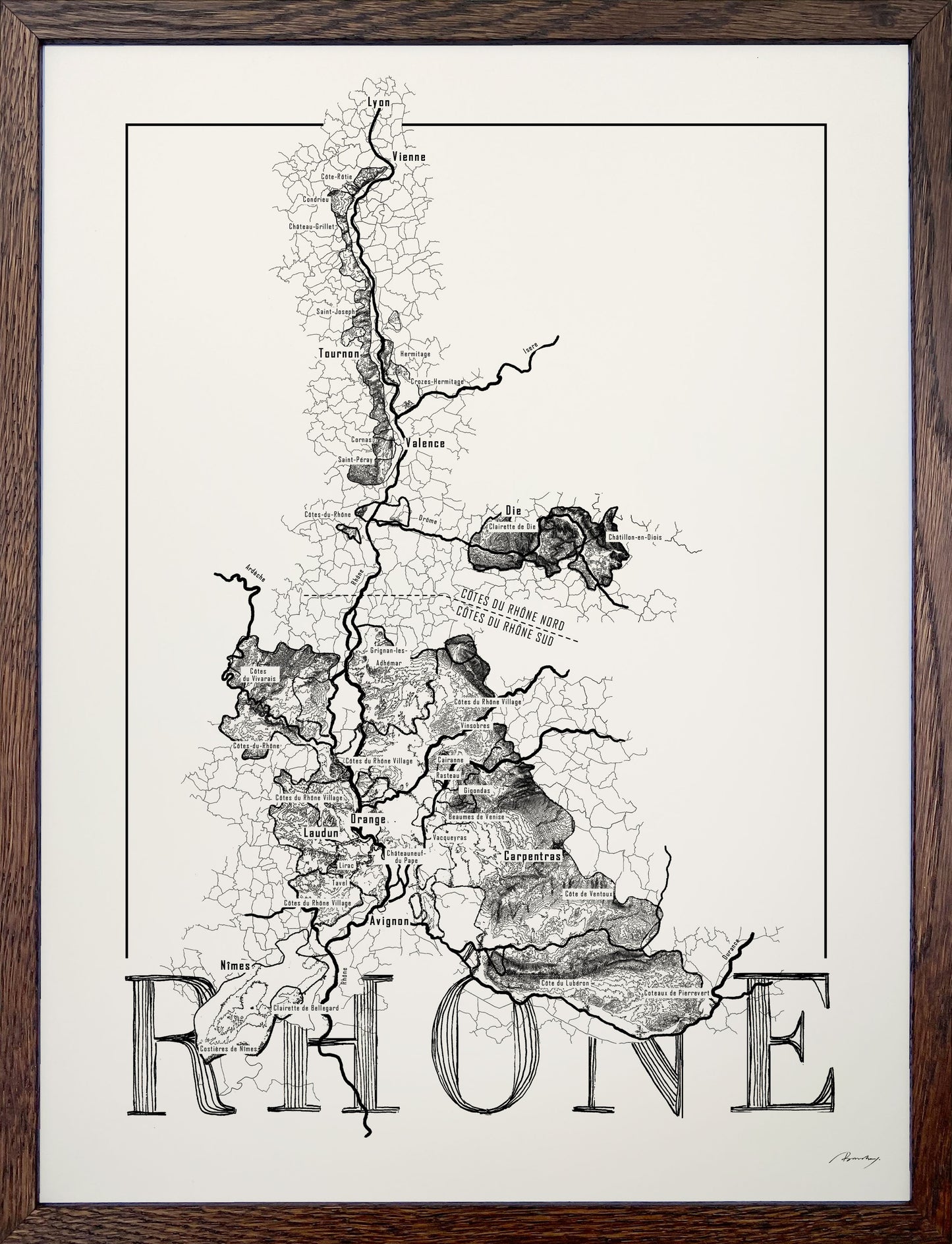 Rhône wine map
