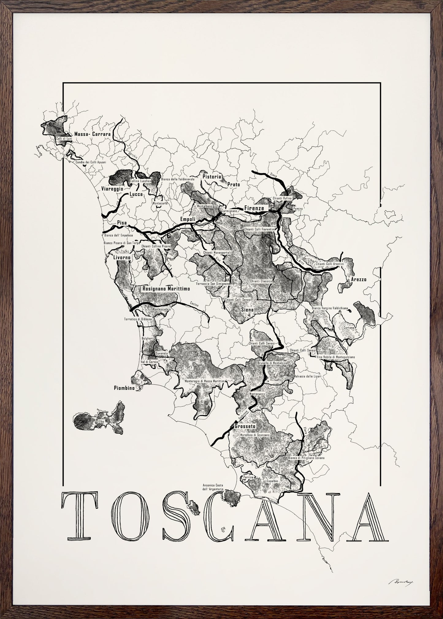 Toscana wine map