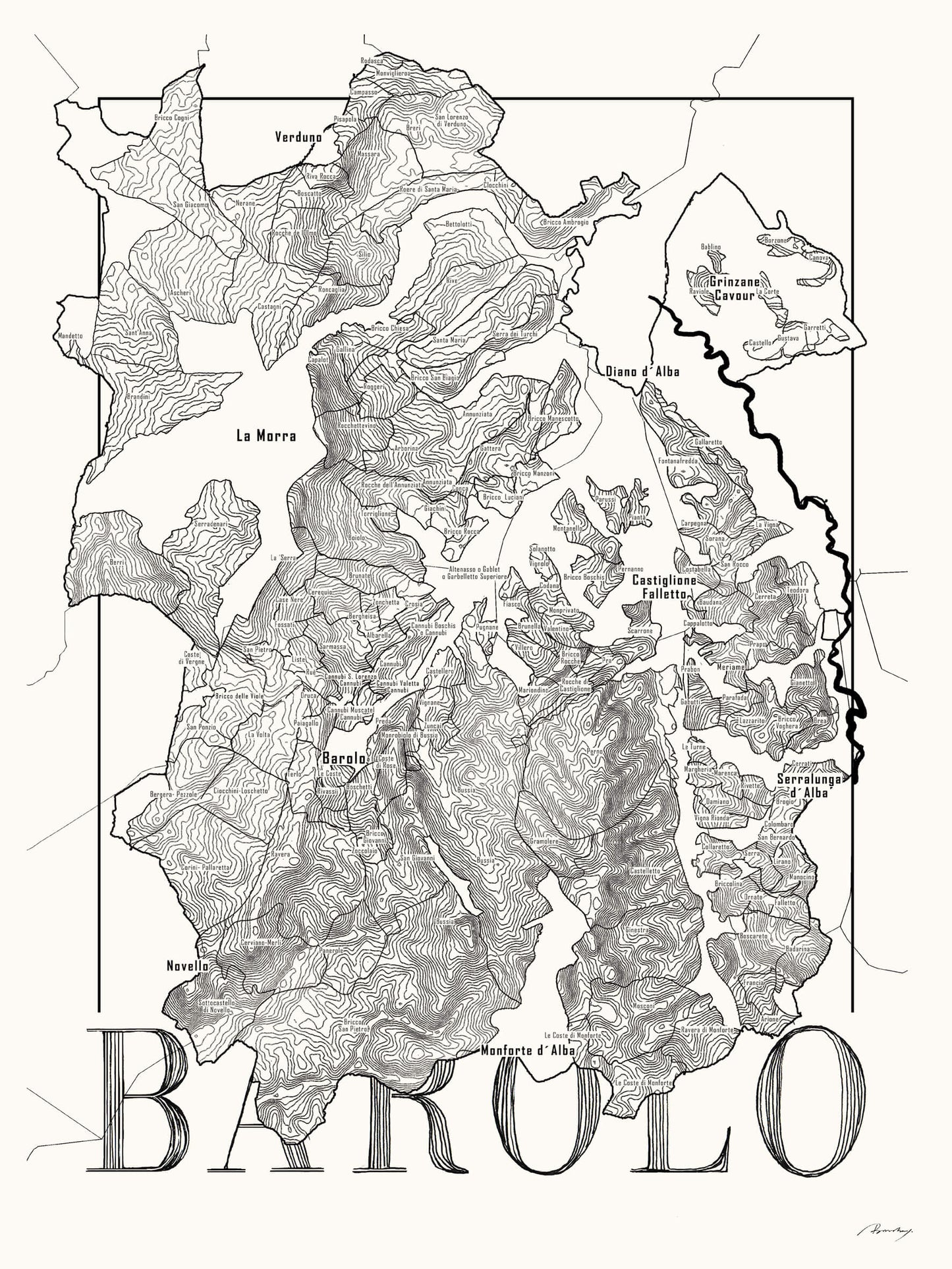 Barolo Wine map poster.Wine art. Wine print. Wine poster.Exclusive wine map posters. Premium quality wine maps printed on environmentally friendly FSC marked paper. 