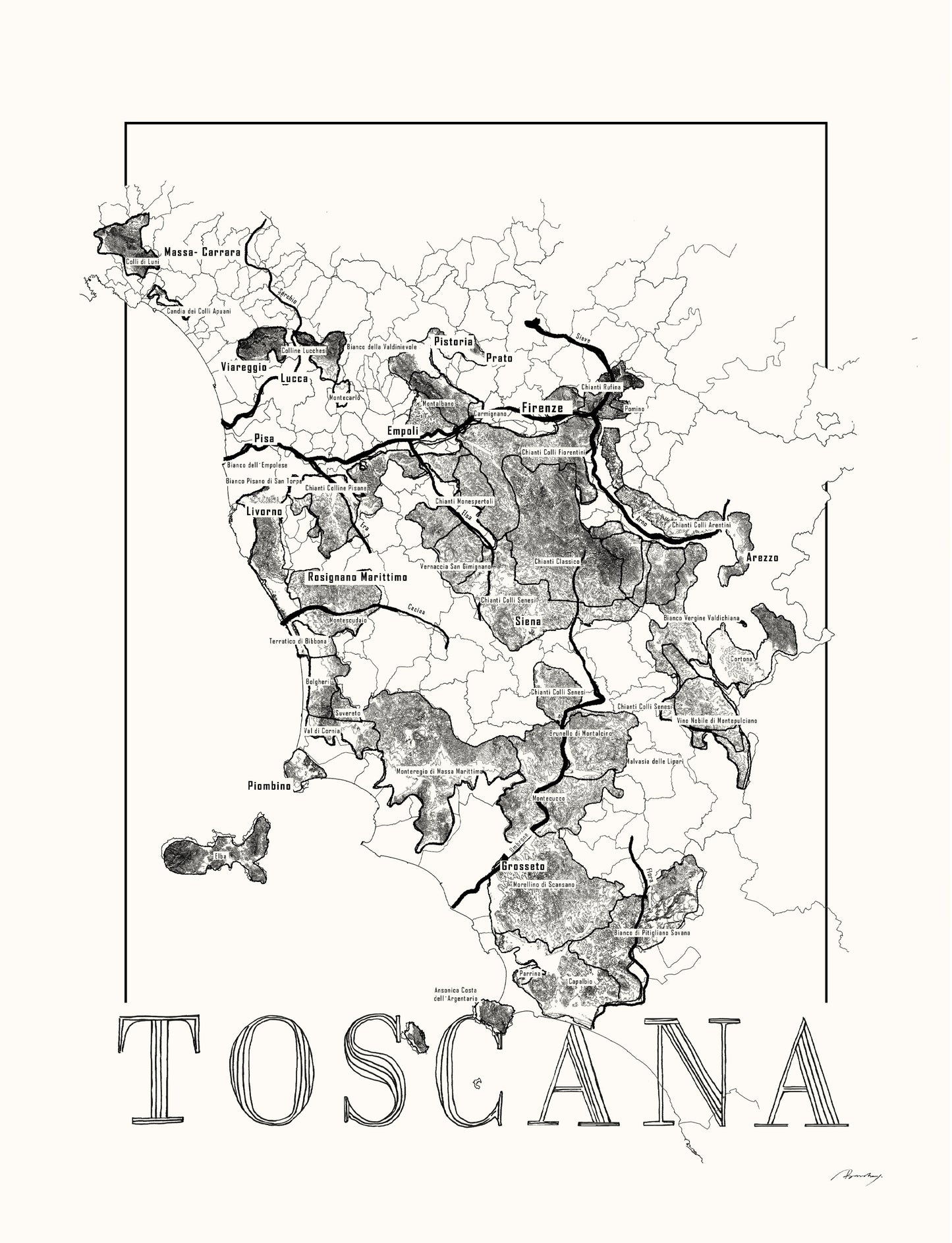 Toscana wine map