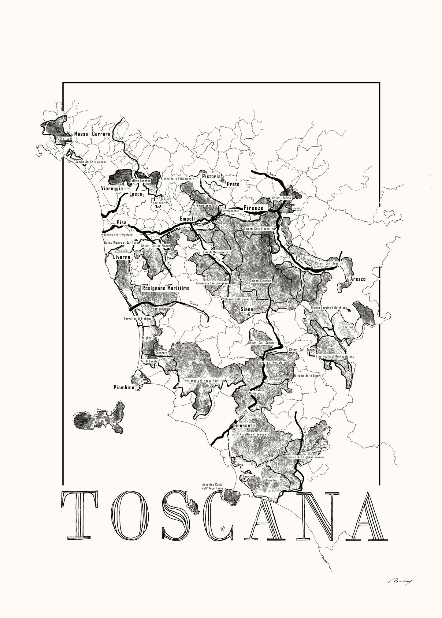 Toscana wine map