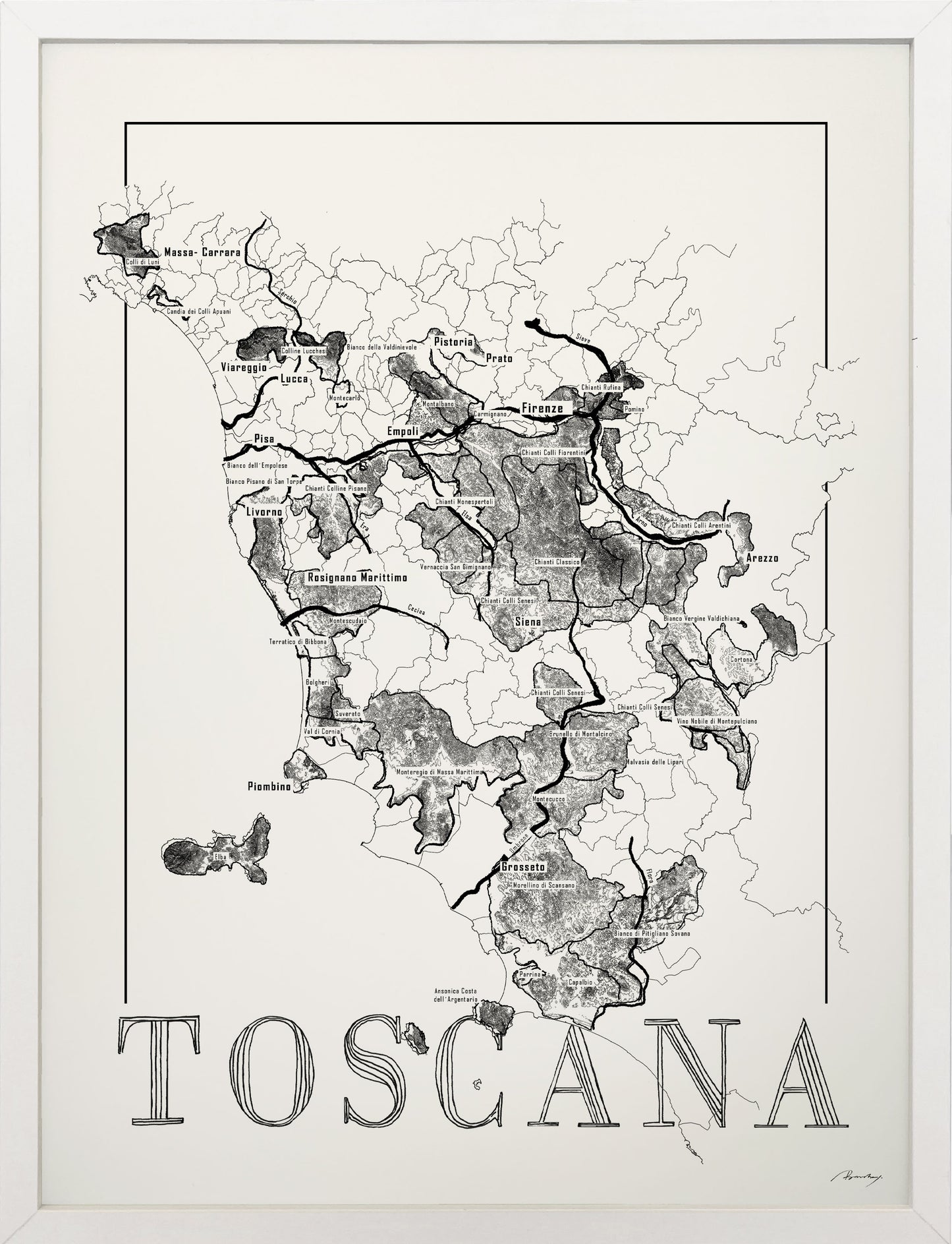 Toscana wine map