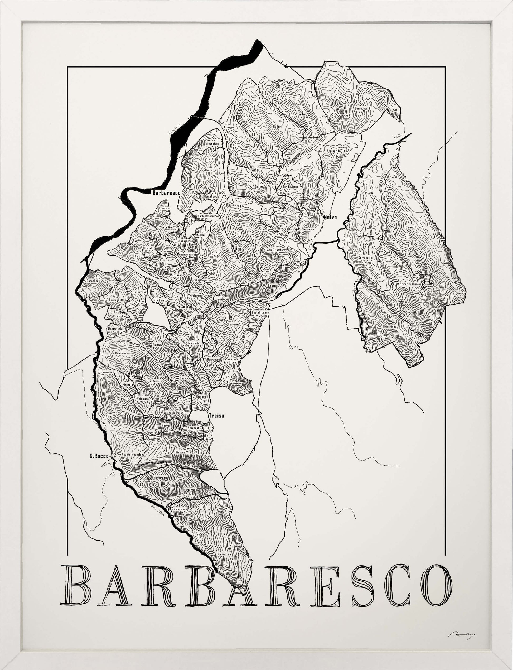 Barbaresco Wine map poster. Exclusive wine map posters. Premium quality wine maps printed on environmentally friendly FSC marked paper. 