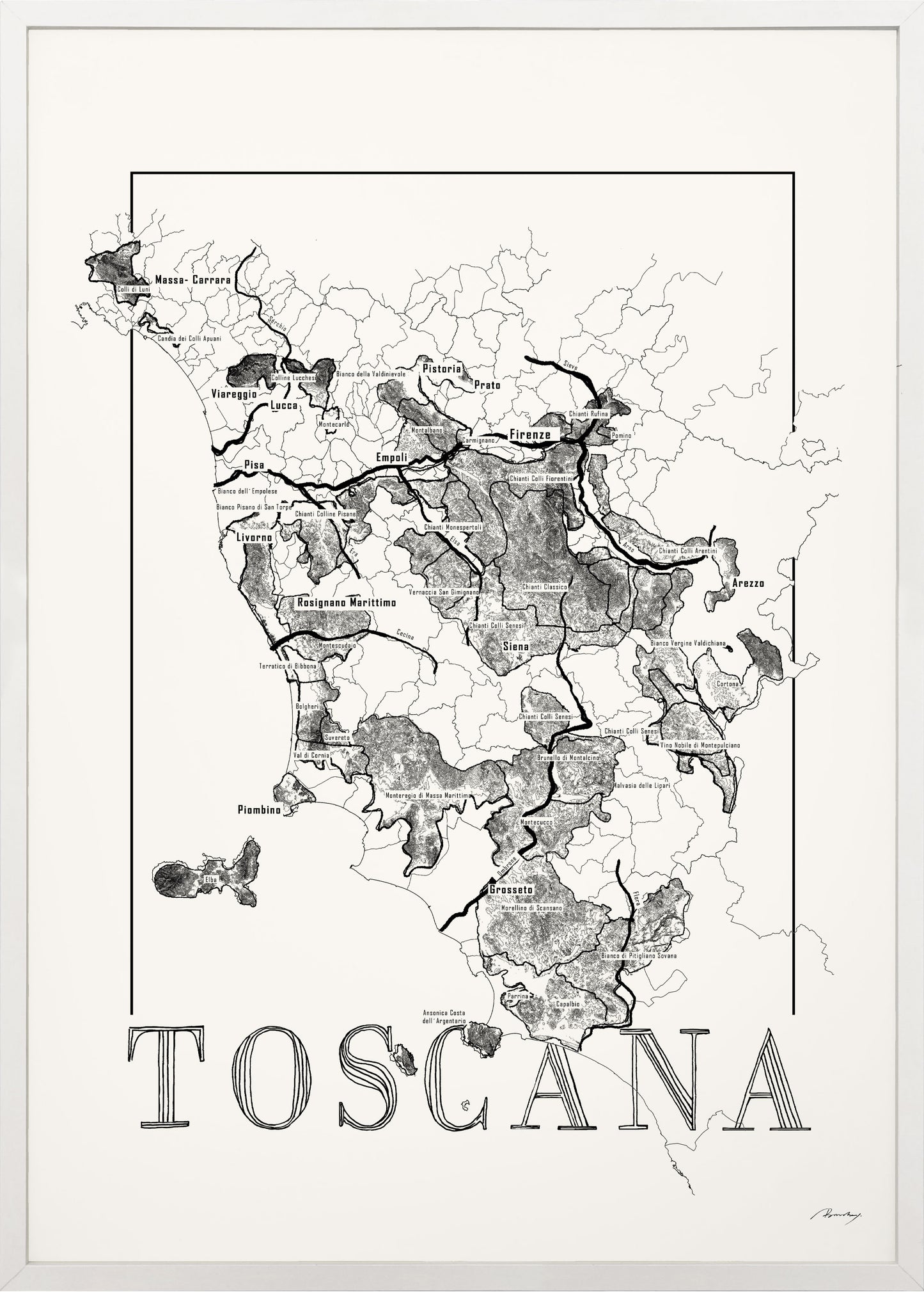 Toscana wine map